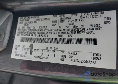 2014 Ford Escape Titanium из США, поврежденный, VIN 1FMCU9J91EUB53971